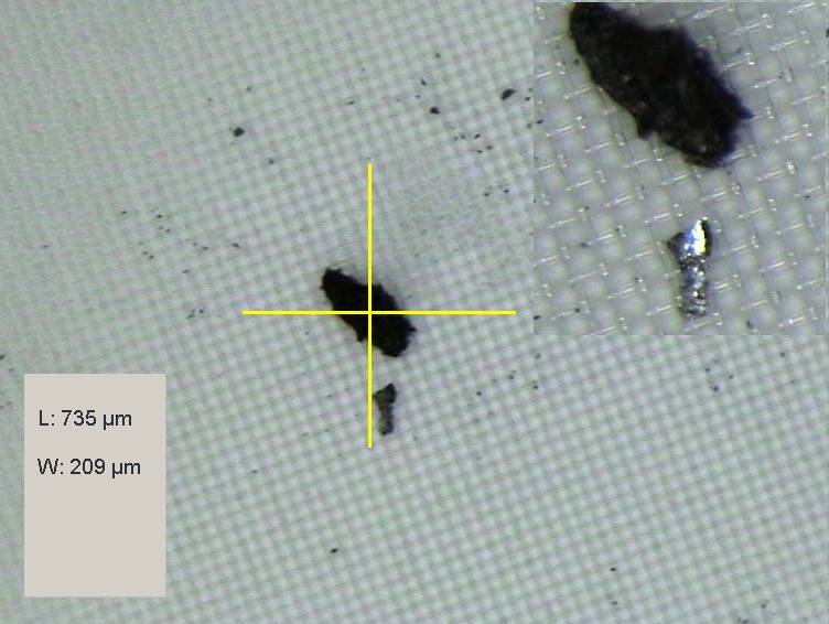 Analyse de pollution particulaire: particule trouv�e